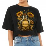 Sunflower Women's Crop Tee Shirt - Inner Strength Cropped T-Shirt - Colorful Crop Top