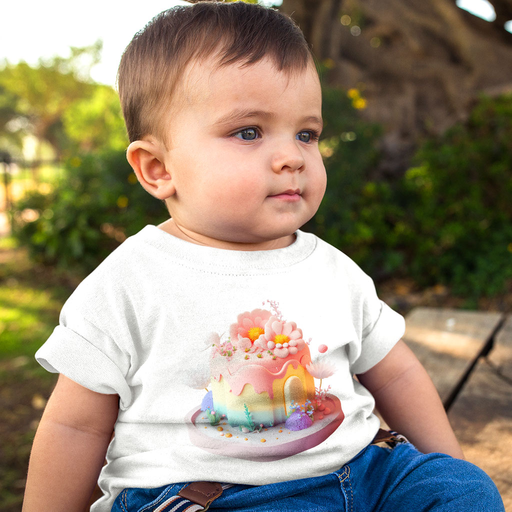 Kawaii Cake Baby Jersey T-Shirt - Creative Baby T-Shirt - Illustration T-Shirt for Babies Clothing Kids' Clothing T-Shirts Color : Athletic Heather|Heather Columbia Blue|White 