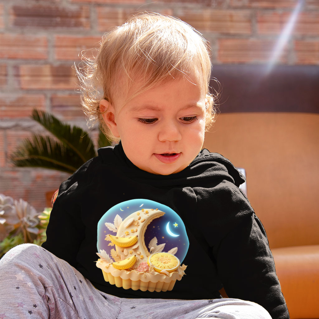 Cheesecake Toddler Hoodie - Moon Toddler Hooded Sweatshirt - Cute Graphic Kids' Hoodie Clothing Hoodies Kids' Clothing Color : Black|Kelly|White 