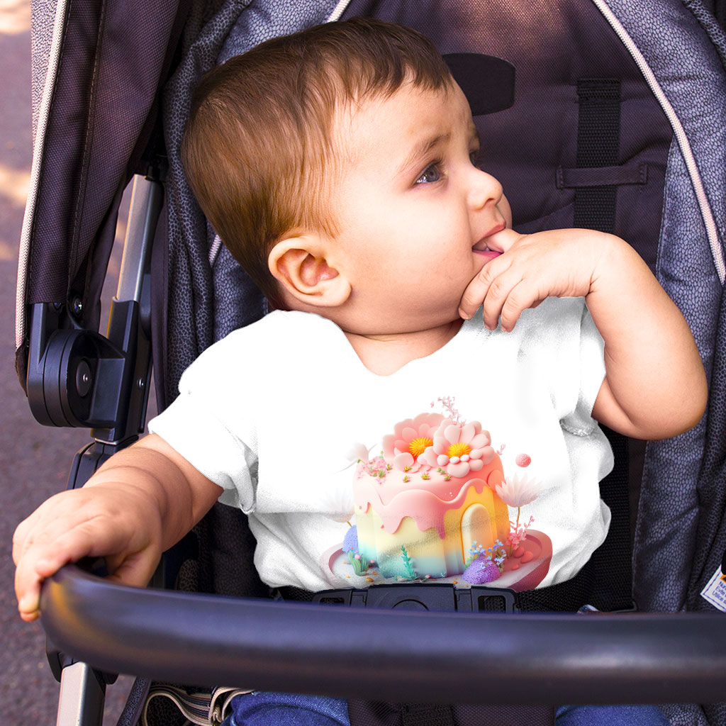 Kawaii Cake Baby Jersey T-Shirt - Creative Baby T-Shirt - Illustration T-Shirt for Babies Clothing Kids' Clothing T-Shirts Color : Athletic Heather|Heather Columbia Blue|White 