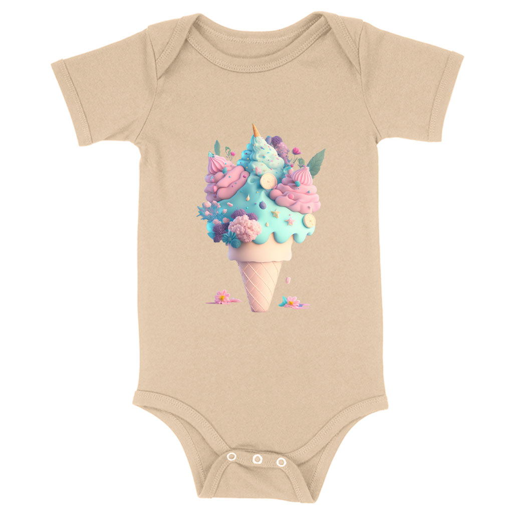 Ice Cream Baby Jersey Onesie - Adorable Baby Onesie - Cute Baby One-Piece Clothing Kids' Clothing Onesies Color : Heather Dust|White|Yellow 