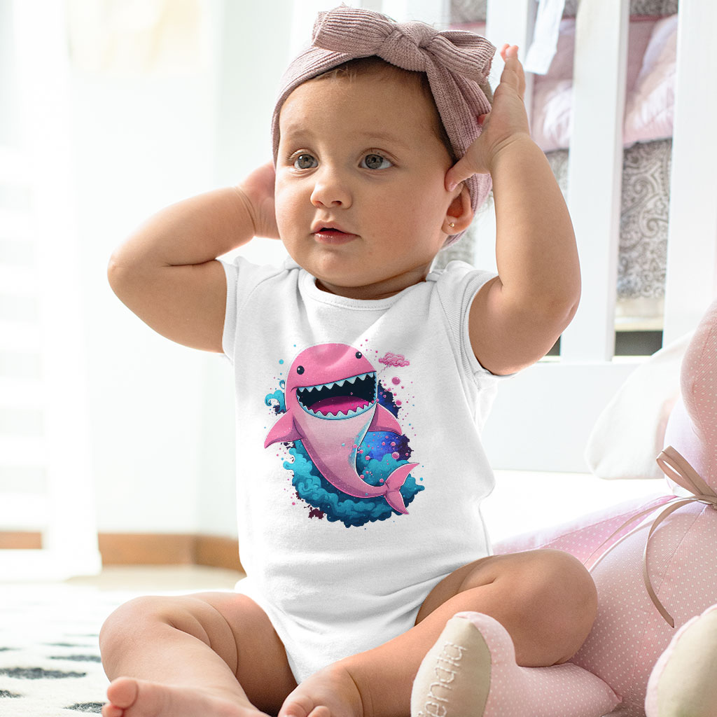 Cute Shark Baby Jersey Onesie - Cartoon Design Baby Onesie - Graphic Baby One-Piece Clothing Kids' Clothing Onesies Color : Heather Dust|White|Yellow 