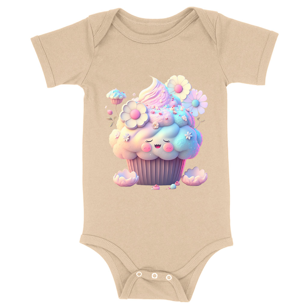 Cute Cupcake Baby Jersey Onesie - Kawaii Graphic Baby Onesie - Themed Baby One-Piece Clothing Kids' Clothing Onesies Color : Heather Dust|White|Yellow 