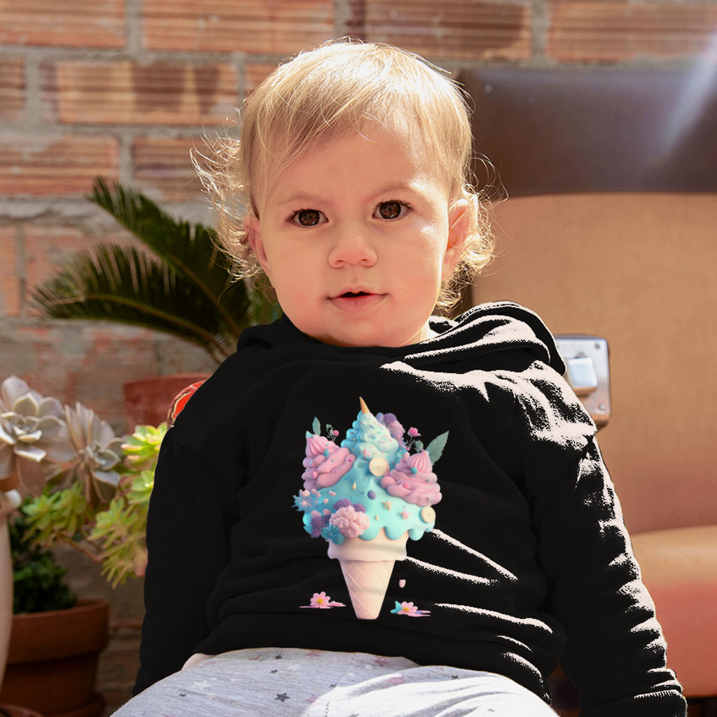 Ice Cream Toddler Hoodie - Adorable Toddler Hooded Sweatshirt - Cute Kids' Hoodie Clothing Hoodies Kids' Clothing Color : Black|Kelly|White 