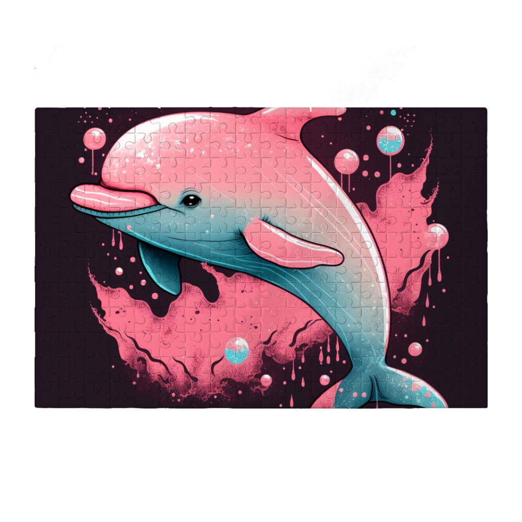 Pink Dolphin Puzzles - Cartoon Jigsaw Puzzle - Cute Puzzles Kids & Babies Puzzles Toys & Games  