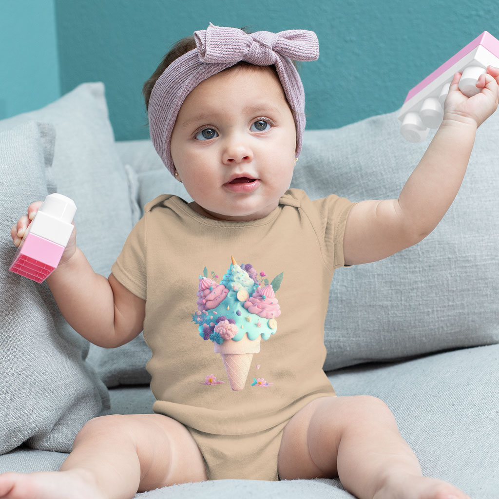 Ice Cream Baby Jersey Onesie - Adorable Baby Onesie - Cute Baby One-Piece Clothing Kids' Clothing Onesies Color : Heather Dust|White|Yellow 