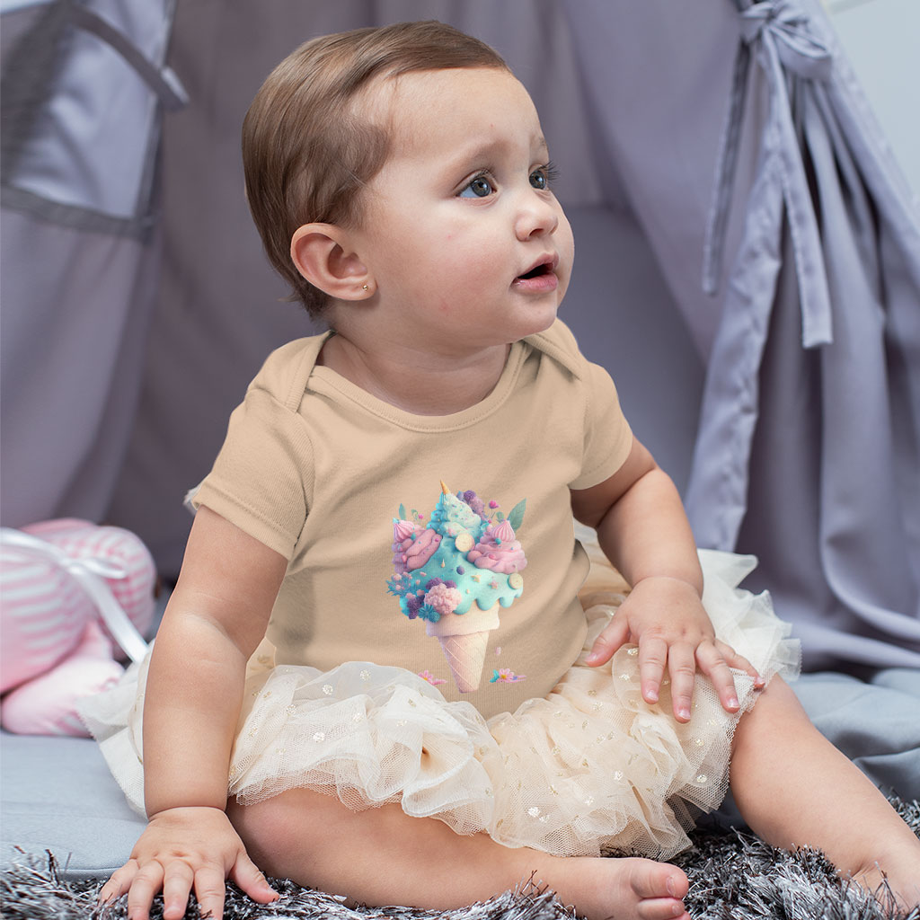 Ice Cream Baby Jersey Onesie - Adorable Baby Onesie - Cute Baby One-Piece Clothing Kids' Clothing Onesies Color : Heather Dust|White|Yellow 