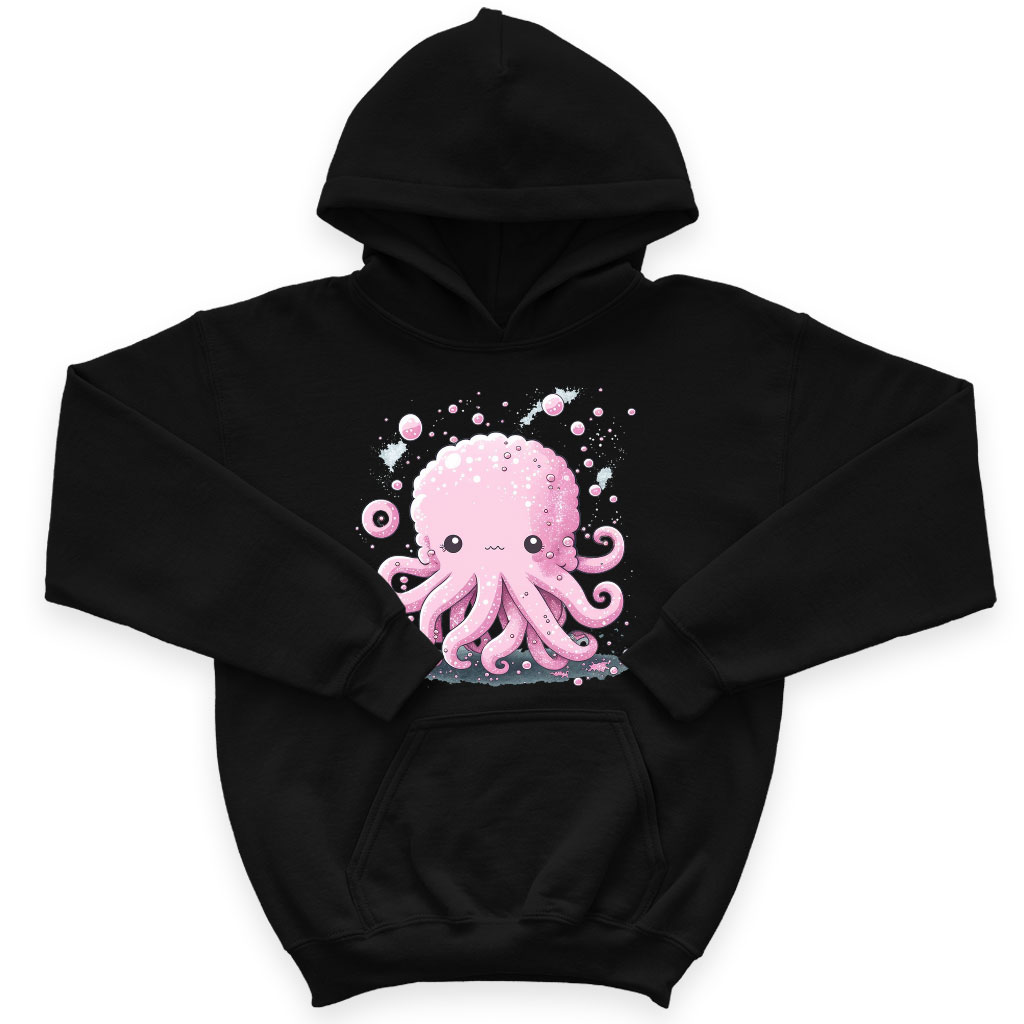 Pink Octopus Kids' Sponge Fleece Hoodie - Cute Kawaii Kids' Hoodie - Printed Hoodie for Kids Clothing Hoodies Kids' Clothing Color : Athletic Heather|Black|Military Green 