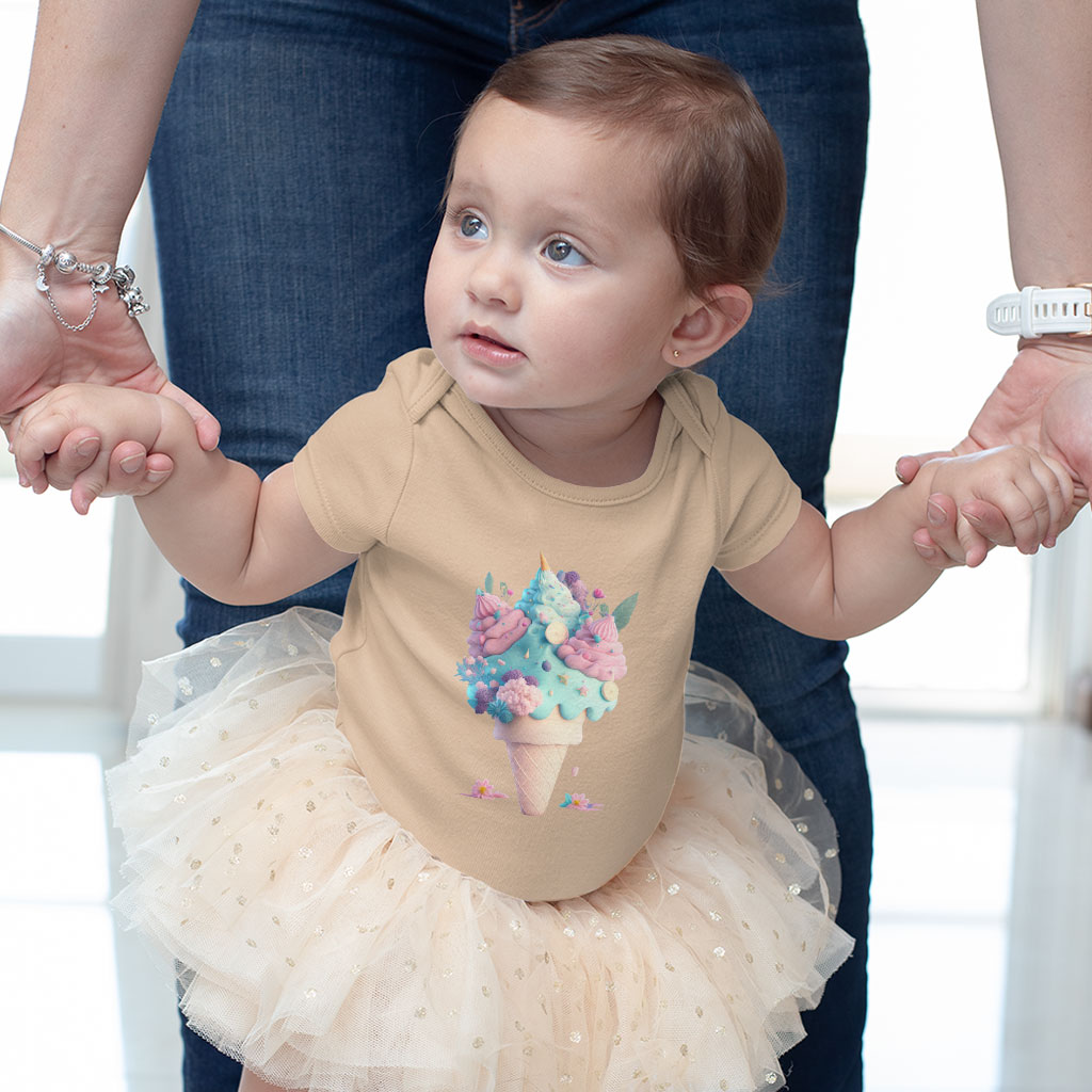 Ice Cream Baby Jersey Onesie - Adorable Baby Onesie - Cute Baby One-Piece Clothing Kids' Clothing Onesies Color : Heather Dust|White|Yellow 