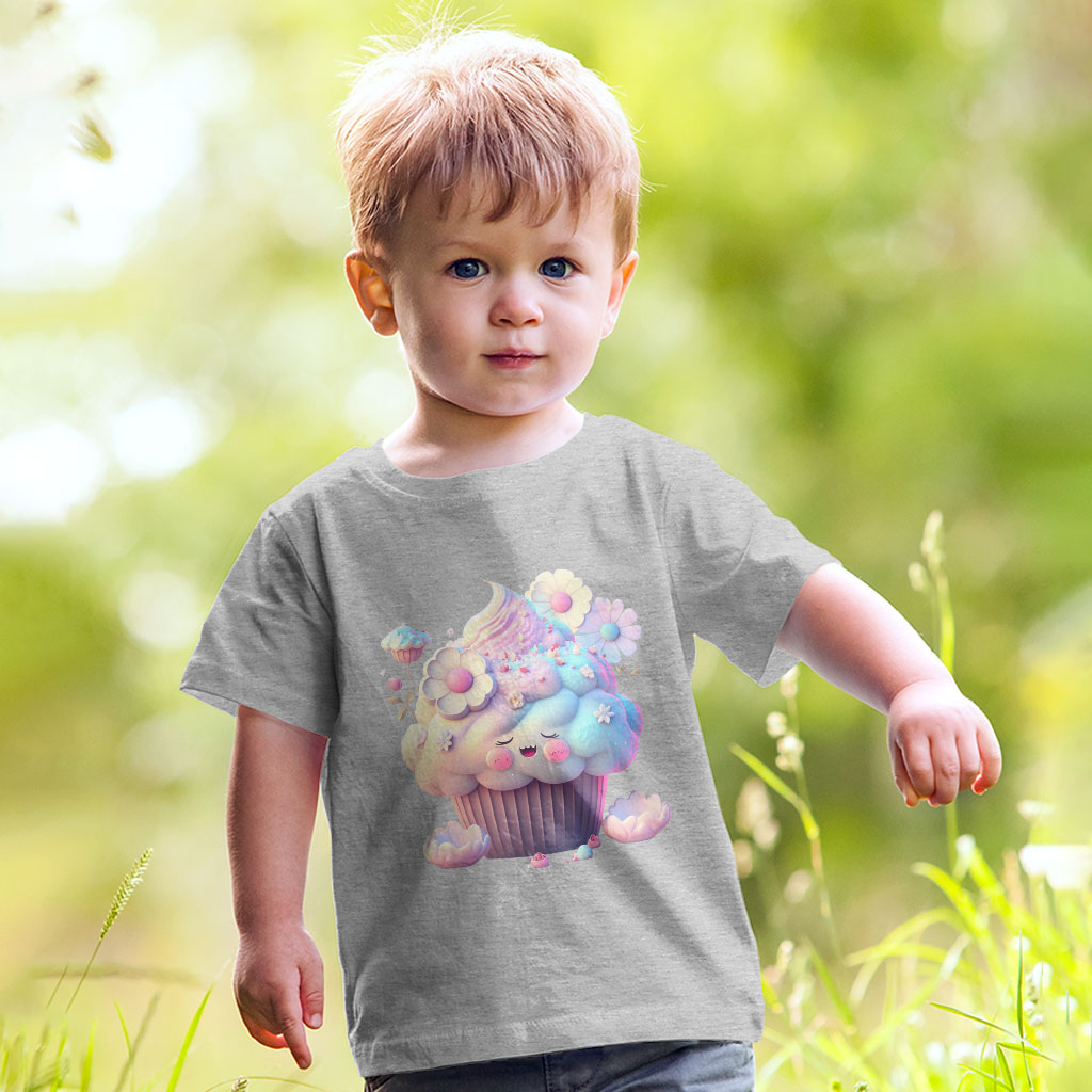 Cute Cupcake Toddler T-Shirt - Kawaii Graphic Kids' T-Shirt - Themed Tee Shirt for Toddler Clothing Kids' Clothing T-Shirts Color : Athletic Heather|Heather Columbia Blue|Heather Dust 