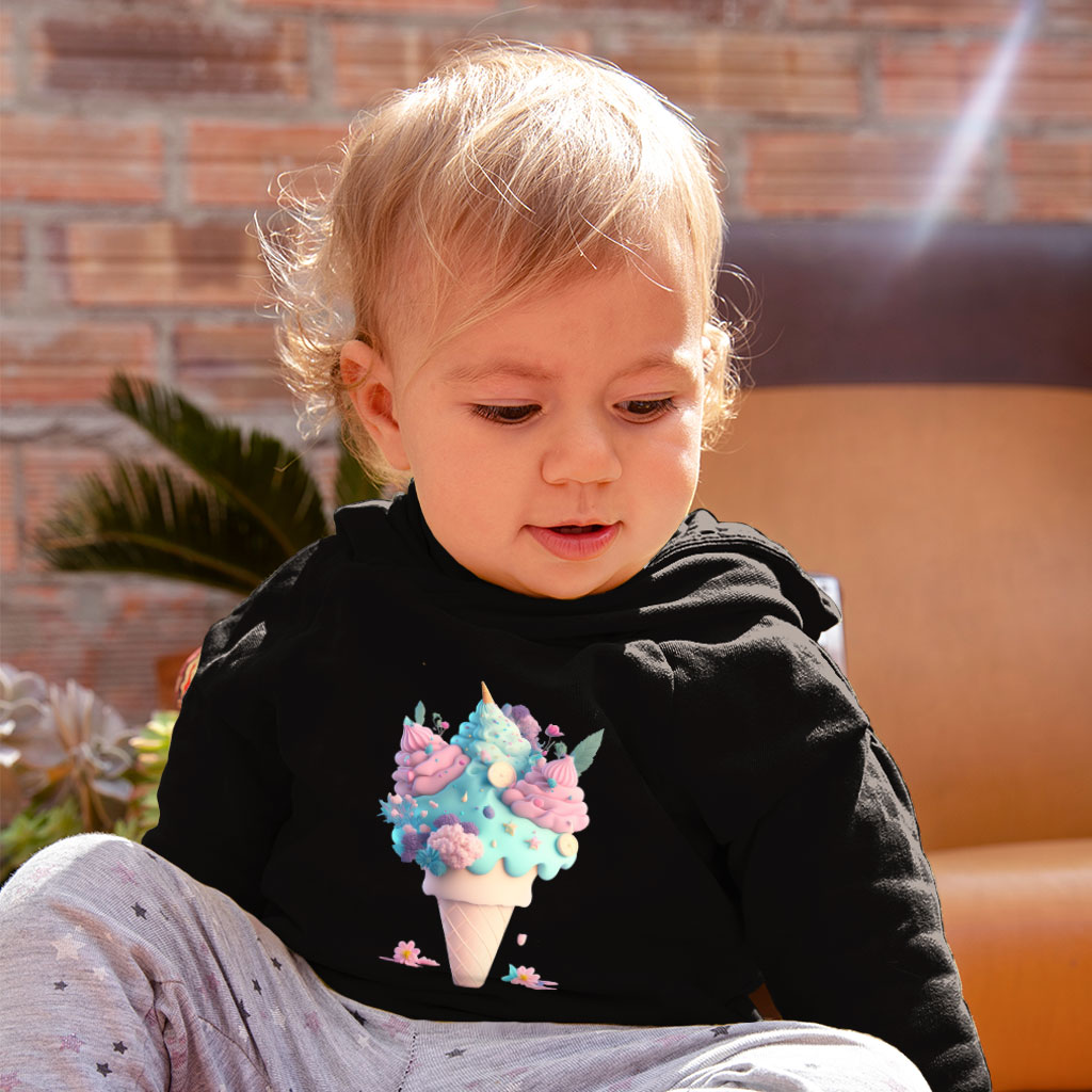 Ice Cream Toddler Hoodie - Adorable Toddler Hooded Sweatshirt - Cute Kids' Hoodie Clothing Hoodies Kids' Clothing Color : Black|Kelly|White 