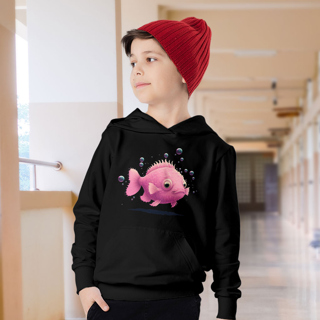 Fish Design Kids' Sponge Fleece Hoodie - Kawaii Print Kids' Hoodie - Themed Hoodie for Kids Clothing Hoodies Kids' Clothing Color : Athletic Heather|Black|Military Green 