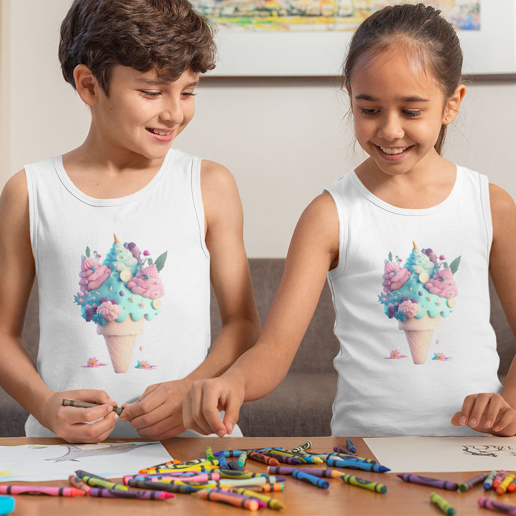 Ice Cream Kids' Jersey Tank - Adorable Sleeveless T-Shirt - Cute Kids' Tank Top Clothing Kids' Clothing Tanks Color : Athletic Heather|Black|White 