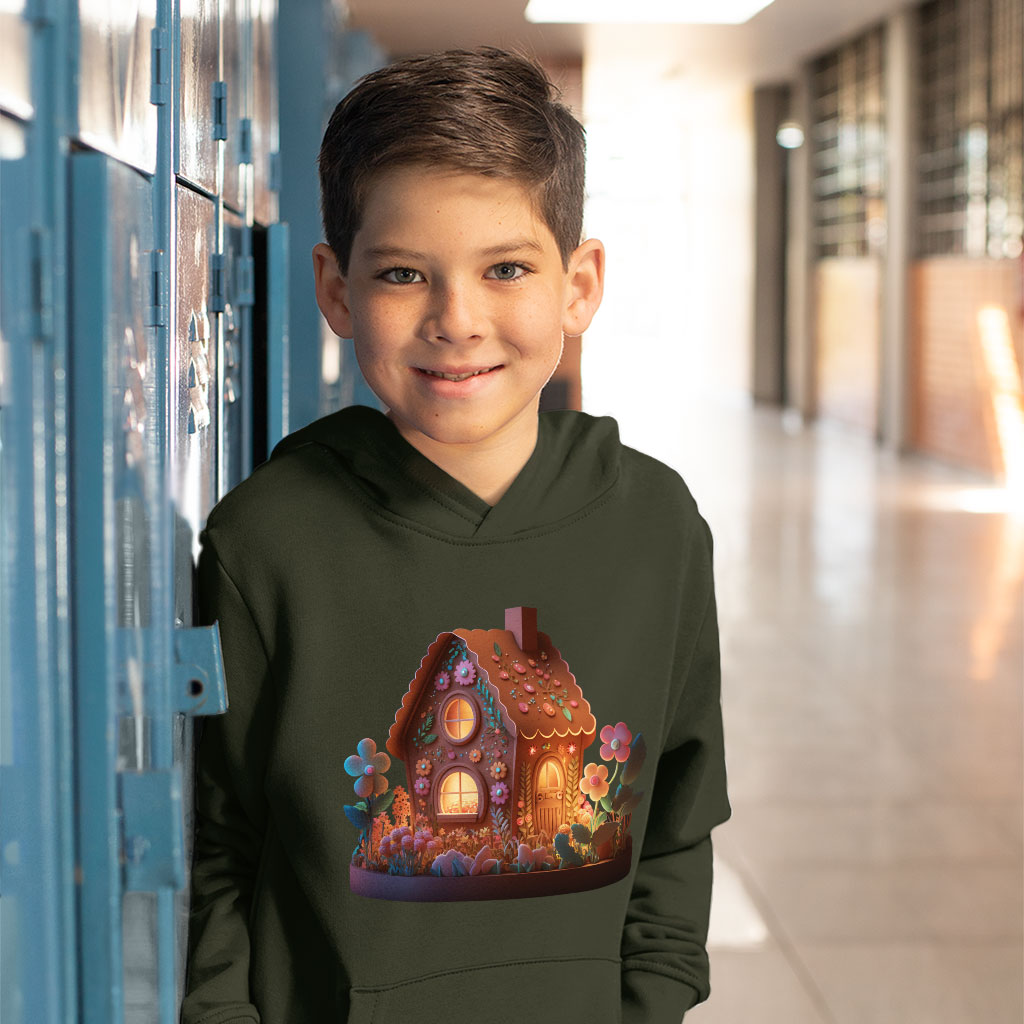Gingerbread House Kids' Sponge Fleece Hoodie - Best Design Kids' Hoodie - Kawaii Design Hoodie for Kids Clothing Hoodies Kids' Clothing Color : Athletic Heather|Black|Military Green 