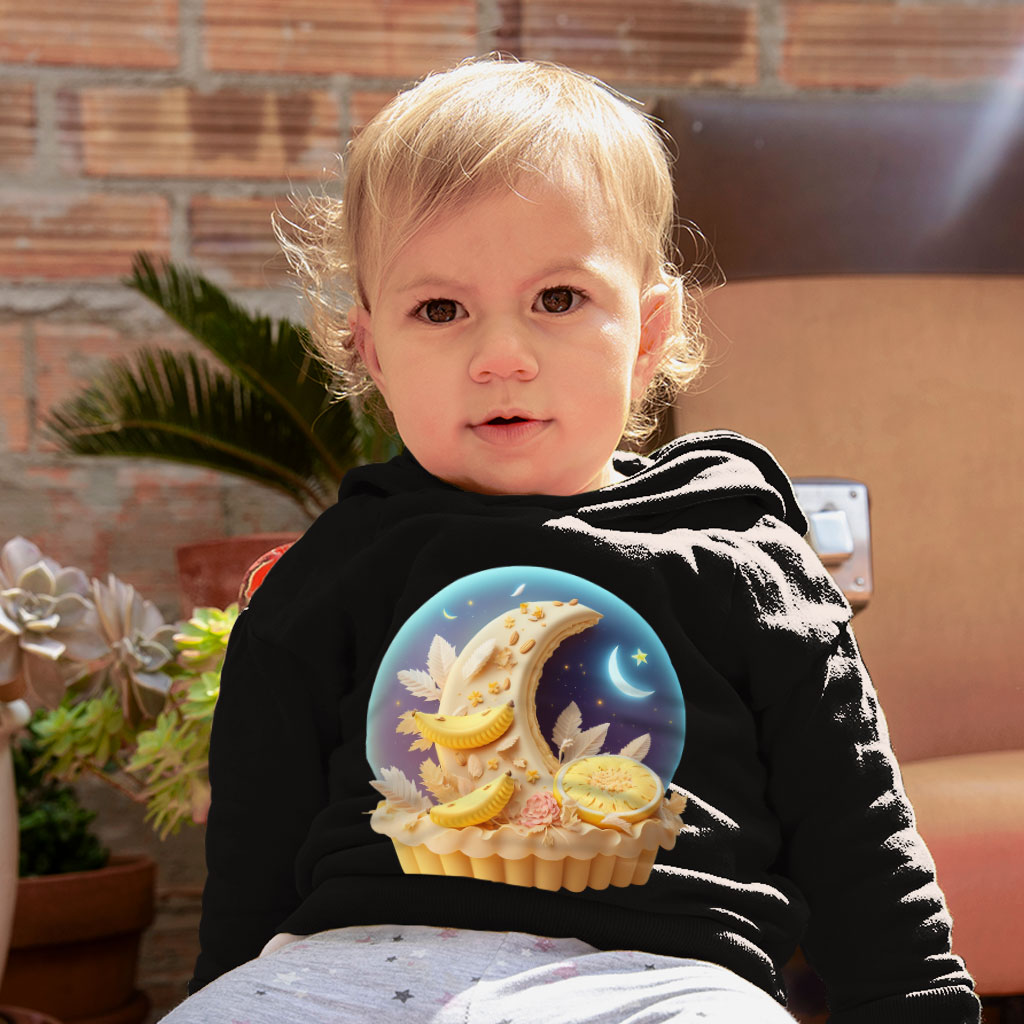 Cheesecake Toddler Hoodie - Moon Toddler Hooded Sweatshirt - Cute Graphic Kids' Hoodie Clothing Hoodies Kids' Clothing Color : Black|Kelly|White 