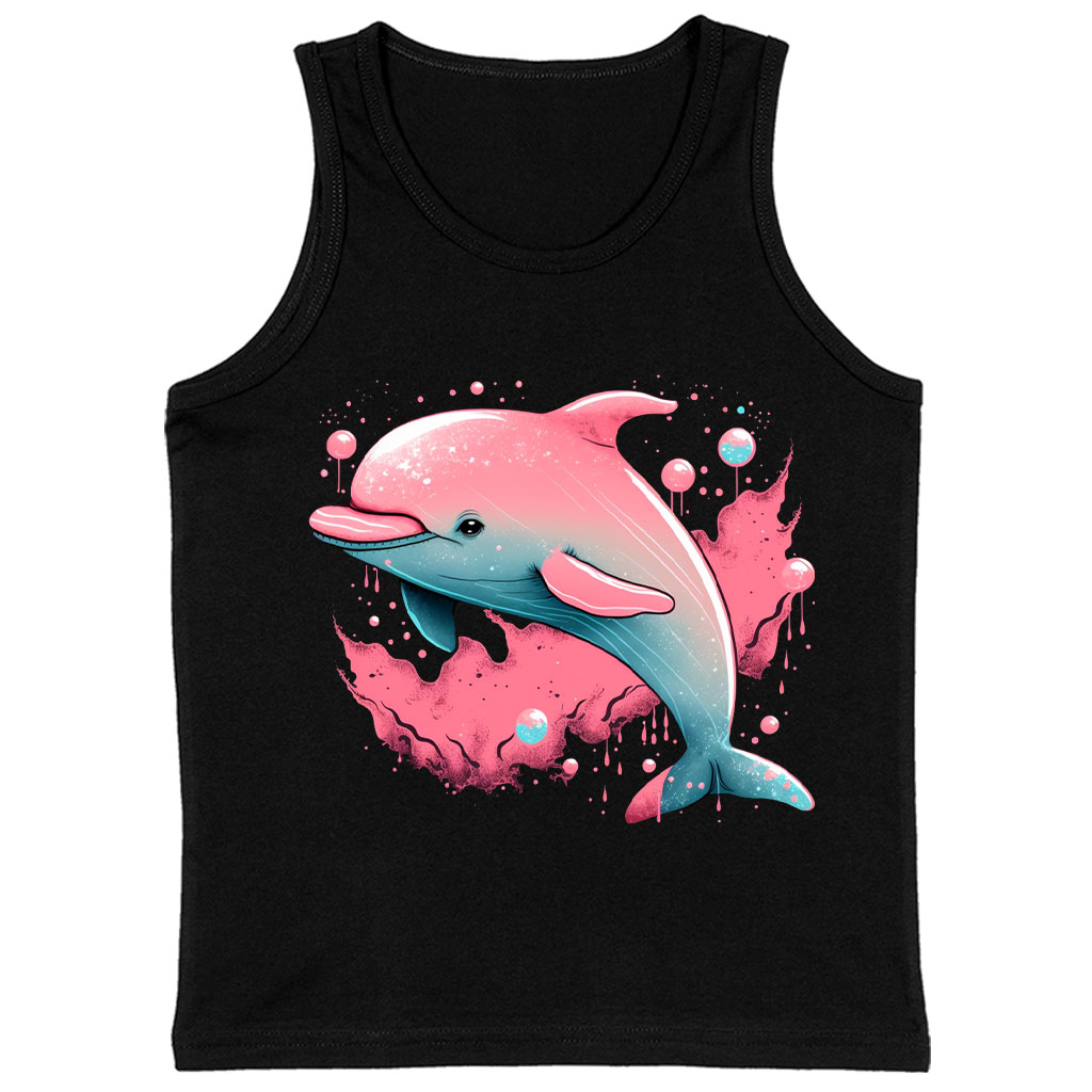 Pink Dolphin Kids' Jersey Tank - Cartoon Sleeveless T-Shirt - Cute Kids' Tank Top Clothing Kids' Clothing Tanks Color : Athletic Heather|Black|White 