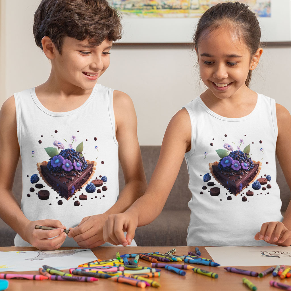 Chocolate Cake Kids' Jersey Tank - Flower Sleeveless T-Shirt - Cute Design Kids' Tank Top Clothing Kids' Clothing Tanks Color : Athletic Heather|Black|White 