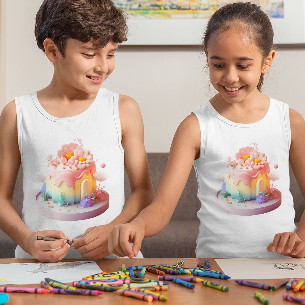 Kawaii Cake Kids' Jersey Tank - Creative Sleeveless T-Shirt - Illustration Kids' Tank Top Clothing Kids' Clothing Tanks Color : Athletic Heather|Black|White 