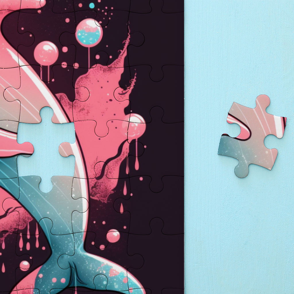 Pink Dolphin Puzzles - Cartoon Jigsaw Puzzle - Cute Puzzles Kids & Babies Puzzles Toys & Games  