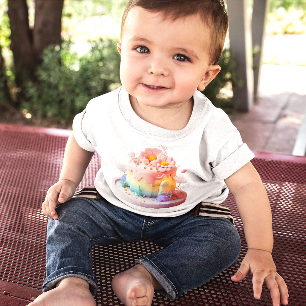 Kawaii Cake Baby Jersey T-Shirt - Creative Baby T-Shirt - Illustration T-Shirt for Babies Clothing Kids' Clothing T-Shirts Color : Athletic Heather|Heather Columbia Blue|White 