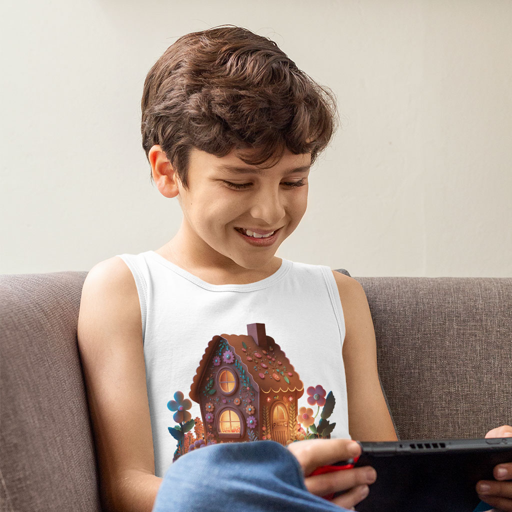 Gingerbread House Kids' Jersey Tank - Best Design Sleeveless T-Shirt - Kawaii Design Kids' Tank Top Clothing Kids' Clothing Tanks Color : Athletic Heather|Black|White 
