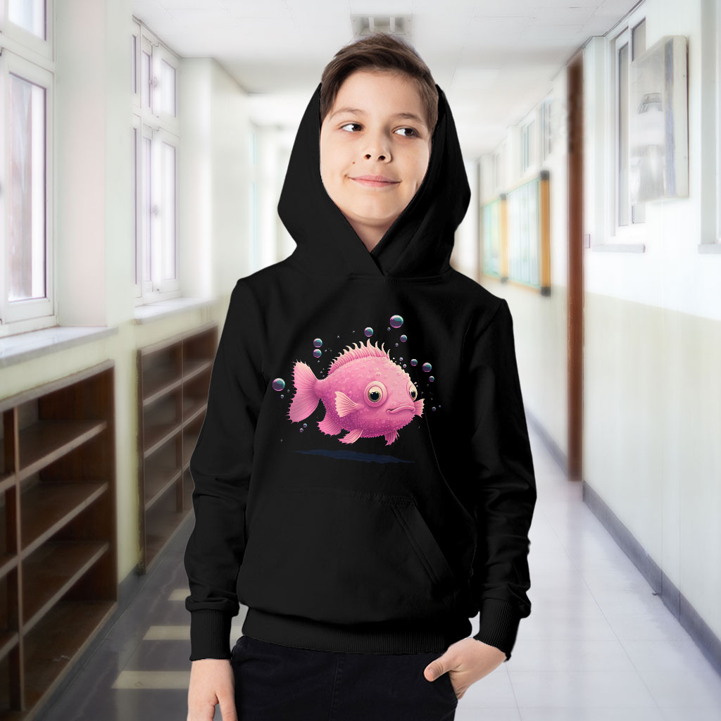 Fish Design Kids' Sponge Fleece Hoodie - Kawaii Print Kids' Hoodie - Themed Hoodie for Kids Clothing Hoodies Kids' Clothing Color : Athletic Heather|Black|Military Green 