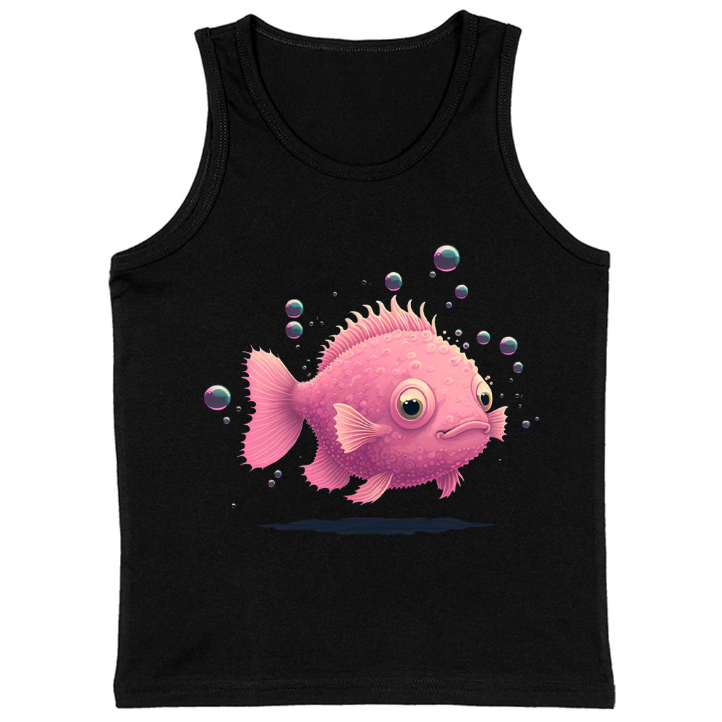 Fish Design Kids' Jersey Tank - Kawaii Print Sleeveless T-Shirt - Themed Kids' Tank Top Clothing Kids' Clothing Tanks Color : Athletic Heather|Black|White 