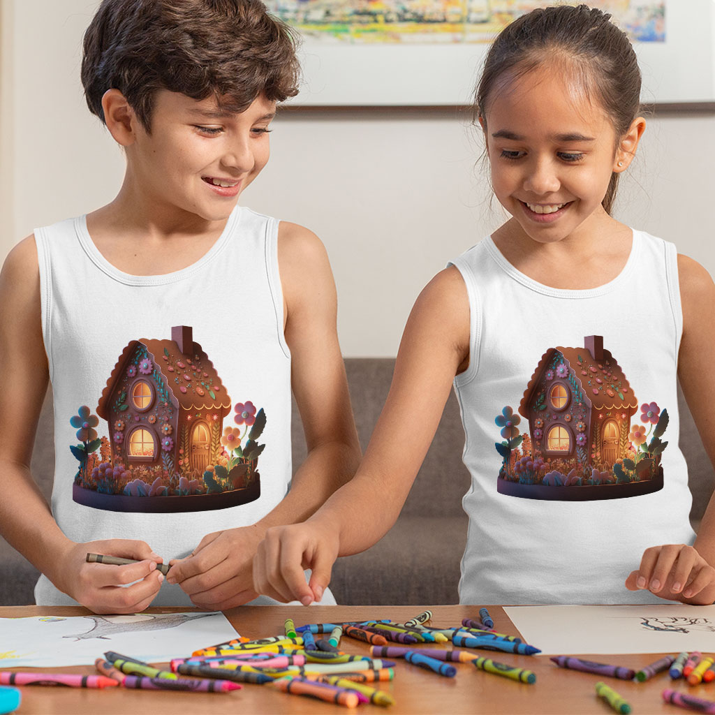 Gingerbread House Kids' Jersey Tank - Best Design Sleeveless T-Shirt - Kawaii Design Kids' Tank Top Clothing Kids' Clothing Tanks Color : Athletic Heather|Black|White 
