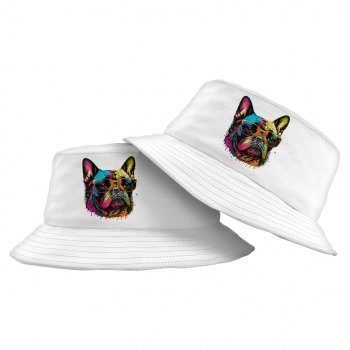 French Bulldog Bucket Hat – Dog With Glasses Hat – Colorful Bucket Hat