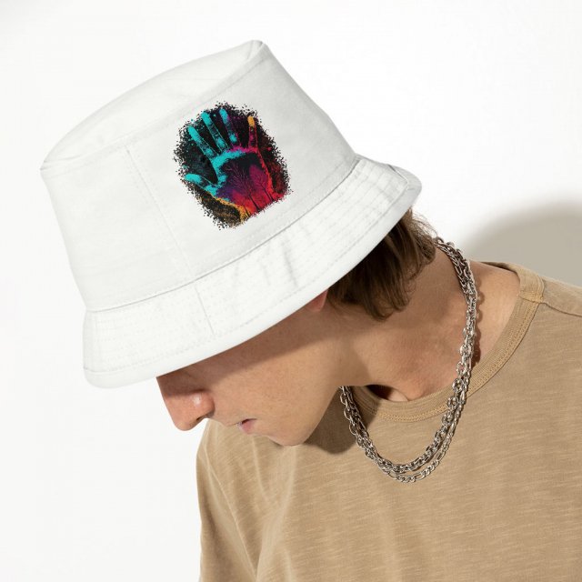 Hand Print Bucket Hat – Neon Hat – Cool Bucket Hat