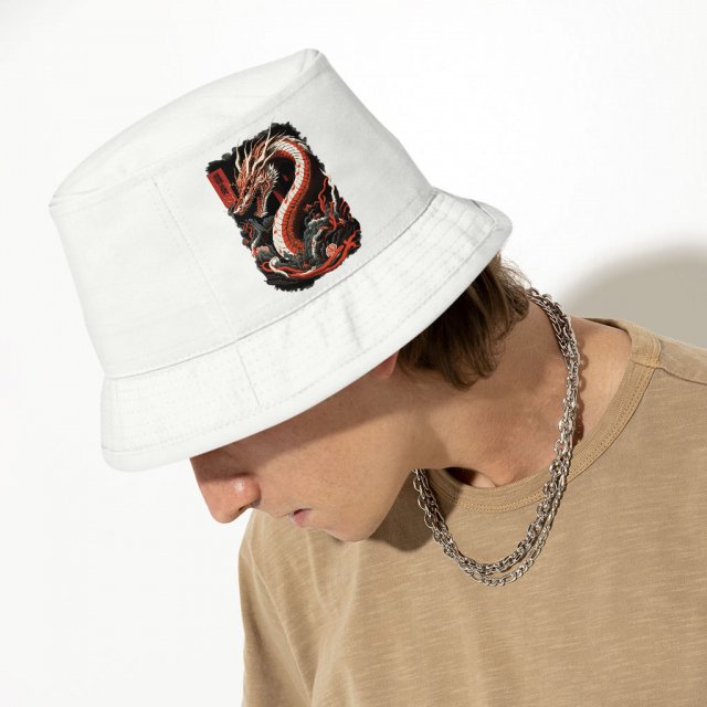 Chinese Dragon Bucket Hat – Illustration Hat – Cool Design Bucket Hat