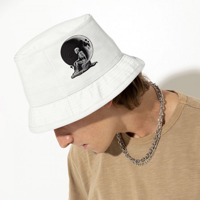 Skeleton Design Bucket Hat - Moon Hat - Themed Bucket Hat - Image 4