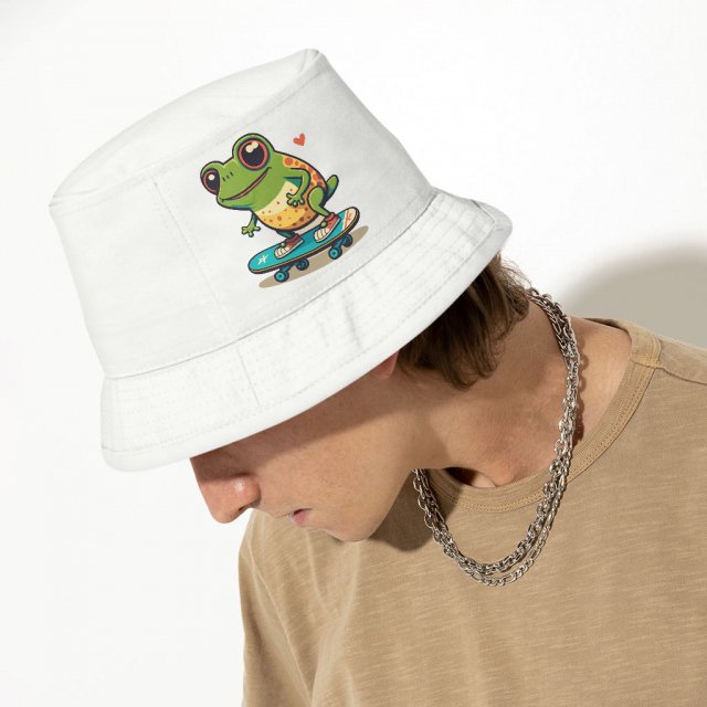 Kawaii Frog Bucket Hat – Skateboard Hat – Cute Bucket Hat