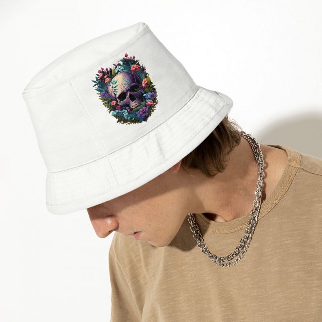 Floral Skull Bucket Hat – Gothic Hat – Cool Bucket Hat