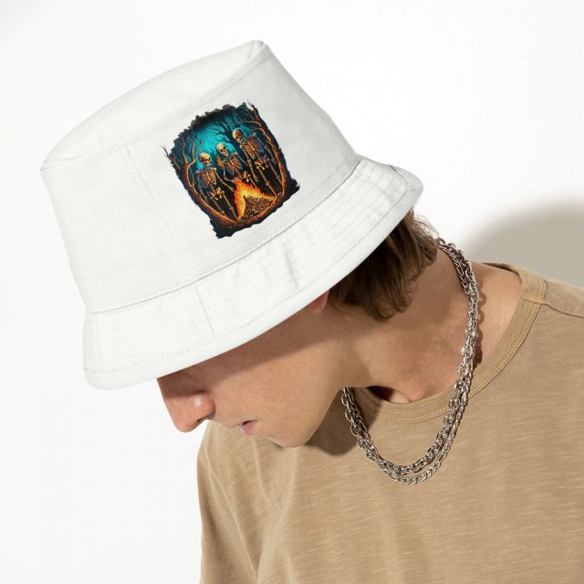 Skeleton Bucket Hat - Creepy Hat - Printed Bucket Hat - Image 4