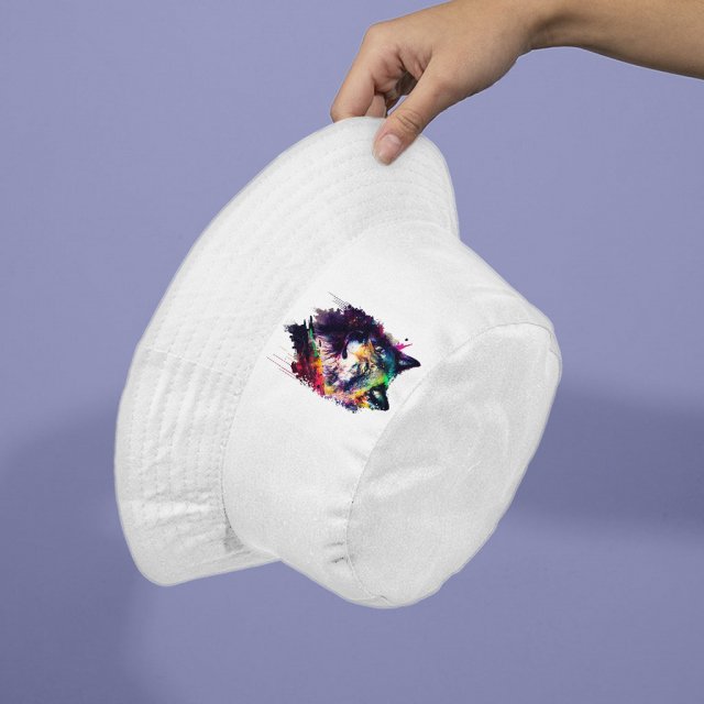 Colorful Wolf Bucket Hat - Cool Art Hat - Printed Bucket Hat - Image 3