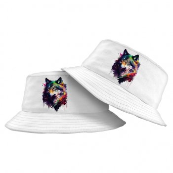 Colorful Wolf Bucket Hat – Cool Art Hat – Printed Bucket Hat