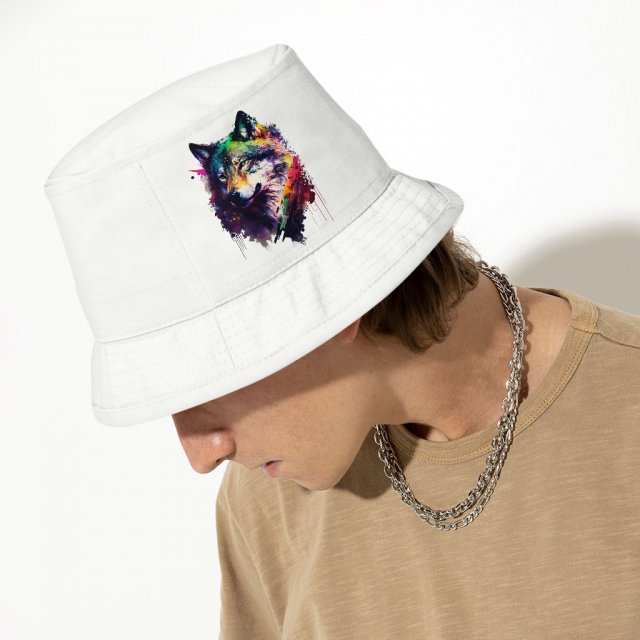 Colorful Wolf Bucket Hat - Cool Art Hat - Printed Bucket Hat - Image 4