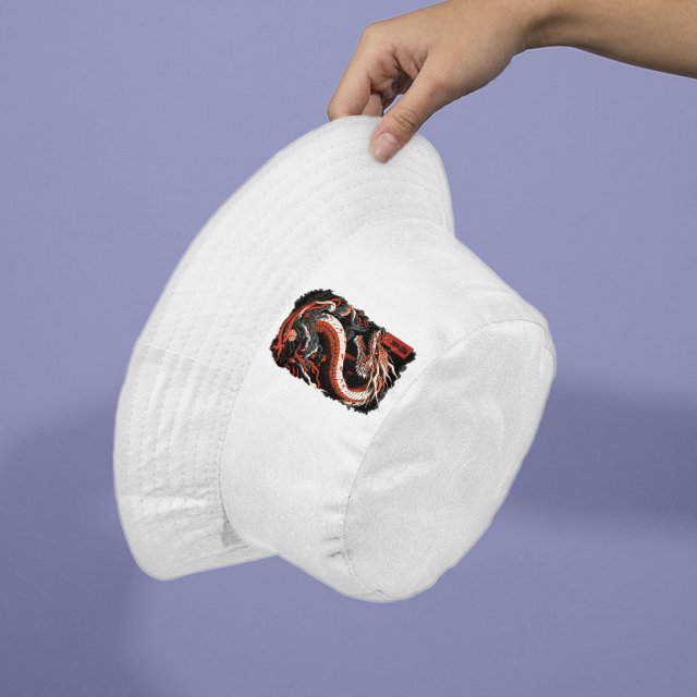 Chinese Dragon Bucket Hat – Illustration Hat – Cool Design Bucket Hat