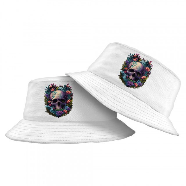 Floral Skull Bucket Hat – Gothic Hat – Cool Bucket Hat