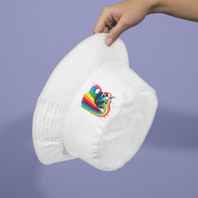 Rainbow Cat Bucket Hat - Colorful Hat - Cute Design Bucket Hat - Image 3