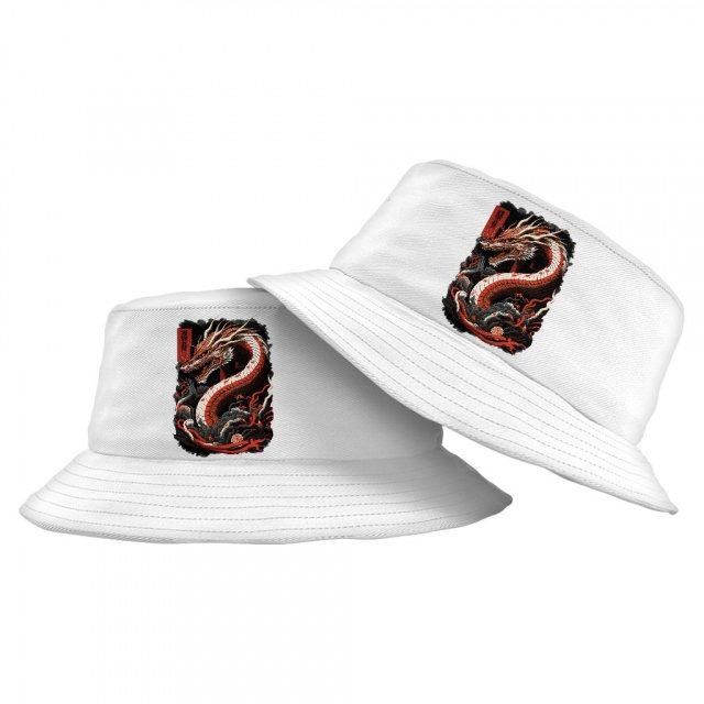 Chinese Dragon Bucket Hat – Illustration Hat – Cool Design Bucket Hat