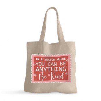 Alternative view of Be Kind Small Tote Bag - Christmas Quotes Shopping Bag - X-mas Tote Bag