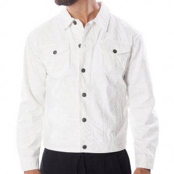 Cool Quote Men's White Denim Jacket - Cool Trendy Denim Jacket for Men - Printed Denim Jacket