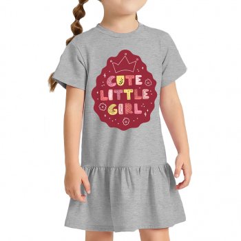Cute Little Girl Toddler Rib Dress - Kawaii Girls' Dress - Printed Toddler Dress