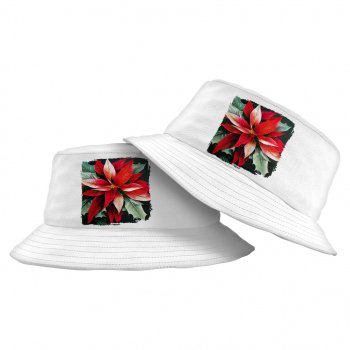 Plant Print Bucket Hat – Poinsettia Hat – Plant Bucket Hat