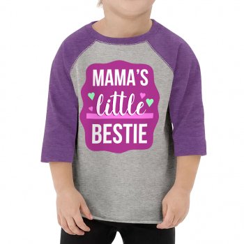 Mama's Bestie Toddler Baseball T-Shirt - Trendy 3/4 Sleeve T-Shirt - Graphic Kids' Baseball Tee