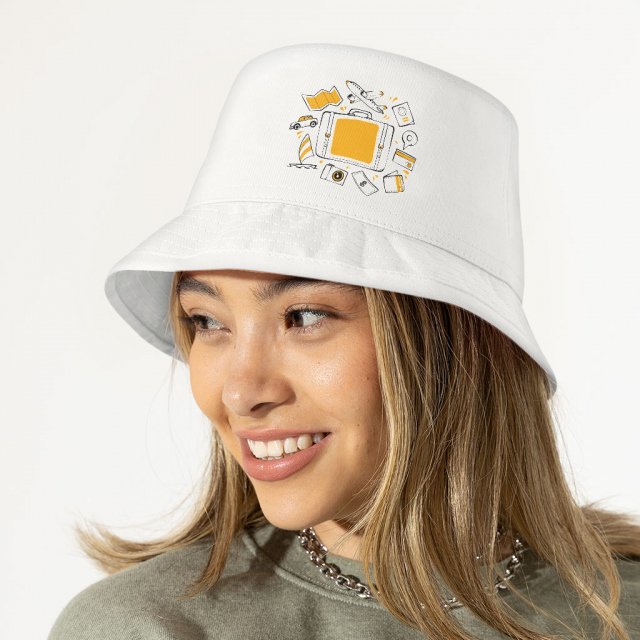 Travel Bucket Hat – Suitcase Hat – Cool Bucket Hat