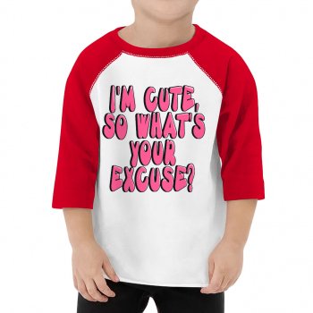 I'm Cute Toddler Baseball T-Shirt - Funny 3/4 Sleeve T-Shirt - Trendy Kids' Baseball Tee