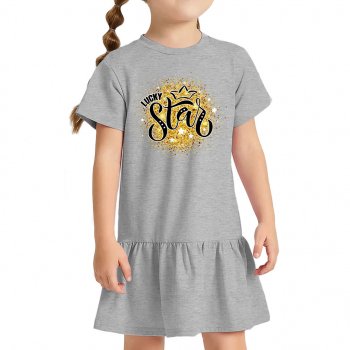Lucky Star Toddler Rib Dress - Cute Girls' Dress - Themed Toddler Dress